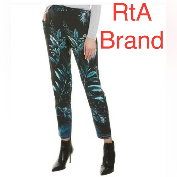 RtA Pants - NWT RtA Black/Blue Taja Tropical Pants